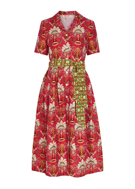 EMPORIO SIRENUSE-Claudia printed linen and cotton-blend midi shirt dress