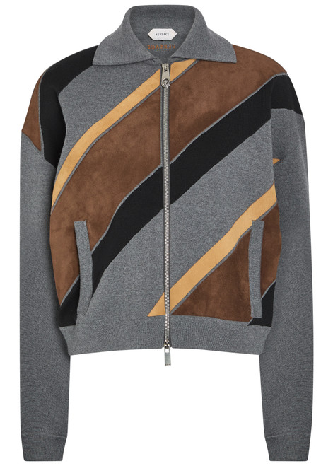 VERSACE-Panelled wool-blend jacket