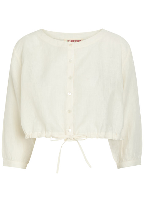 EMPORIO SIRENUSE-New Jinny cropped linen top