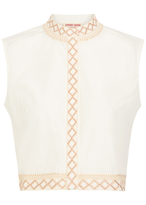 EMPORIO SIRENUSE-Andorra embroidered cotton-blend top