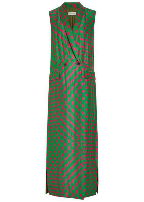 DRIES VAN NOTEN-Covy printed satin and silk-blend coat