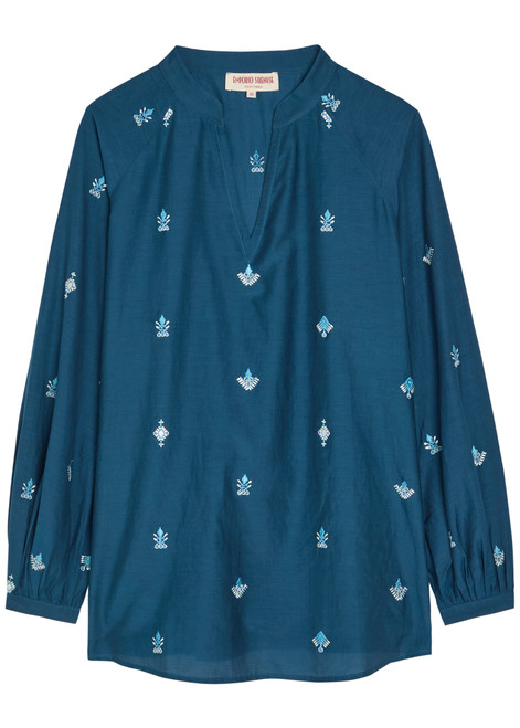 EMPORIO SIRENUSE-Ilizia embroidered cotton and silk-blend shirt