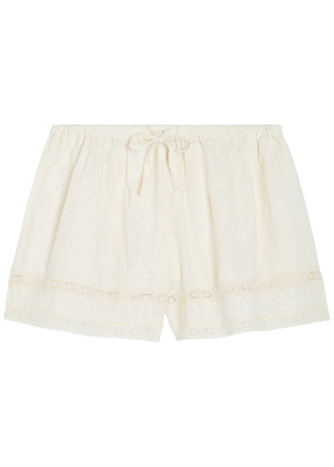 SOLAQUA-Beau embroidered cotton shorts