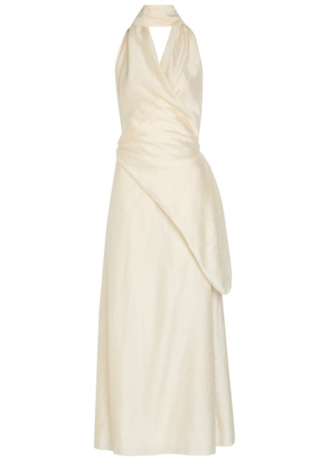SOLAQUA-Antonella embroidered draped maxi dress