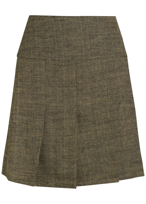OUR LEGACY-Girdle pleated linen and silk-blend mini skirt