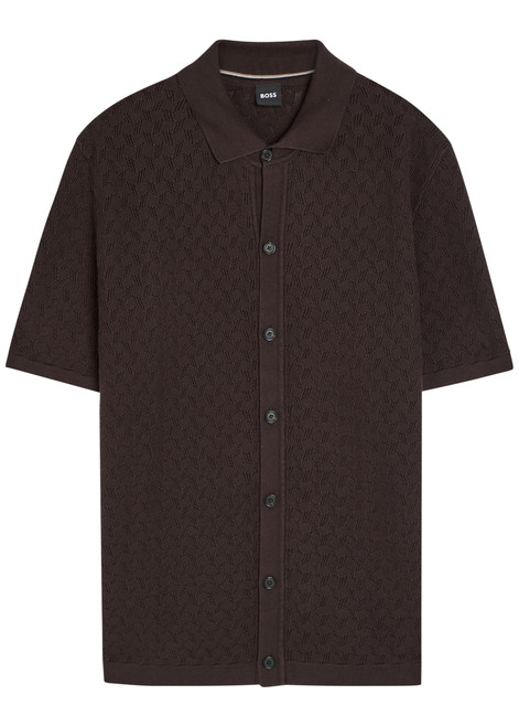 BOSS-Nappo open-knit cotton shirt