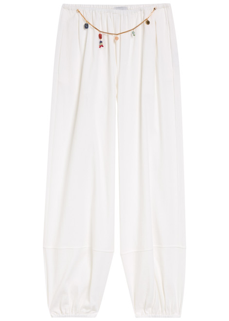 STELLA MCCARTNEY-Embellished-chain balloon-leg cotton trousers