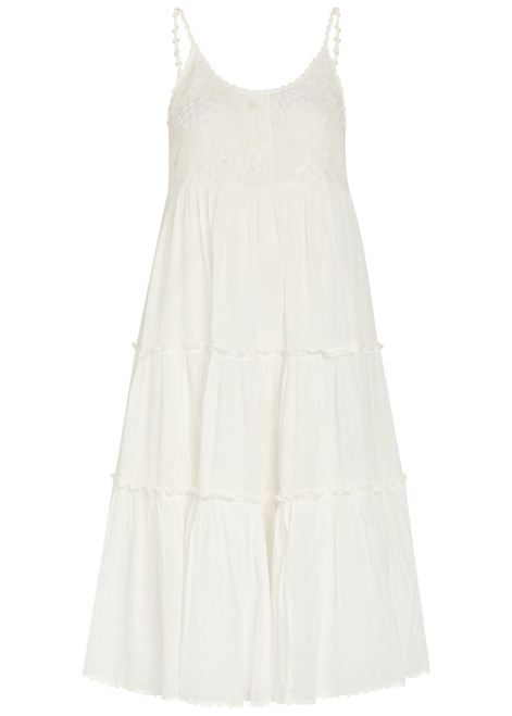 THIERRY COLSON-Veruschka embroidered cotton midi dress