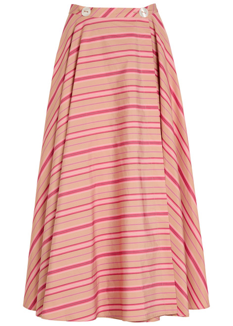 THIERRY COLSON-Audrey striped cotton midi wrap skirt
