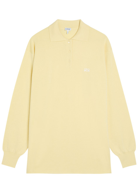 LOEWE-Logo-embroidered cashmere-blend polo jumper 