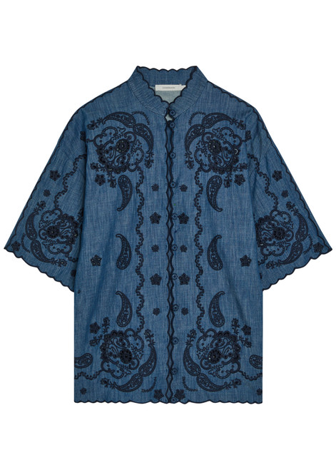 ZIMMERMANN-Aster embroidered denim shirt