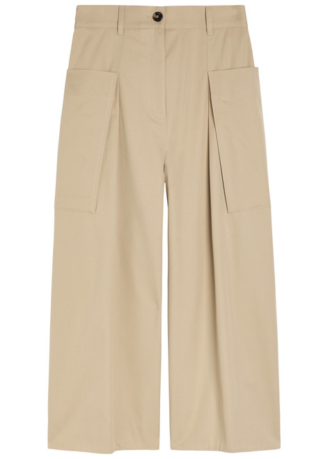 LOEWE-Cropped cotton and silk-blend trousers 