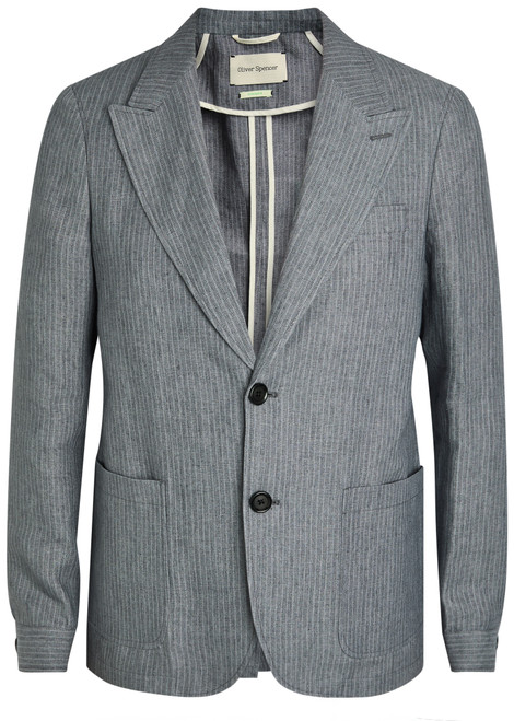OLIVER SPENCER-Pinstripe cotton-blend blazer