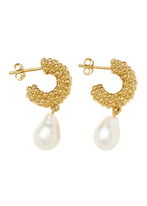 MISSOMA-Pearl drop 18k gold-plated hoop earrings