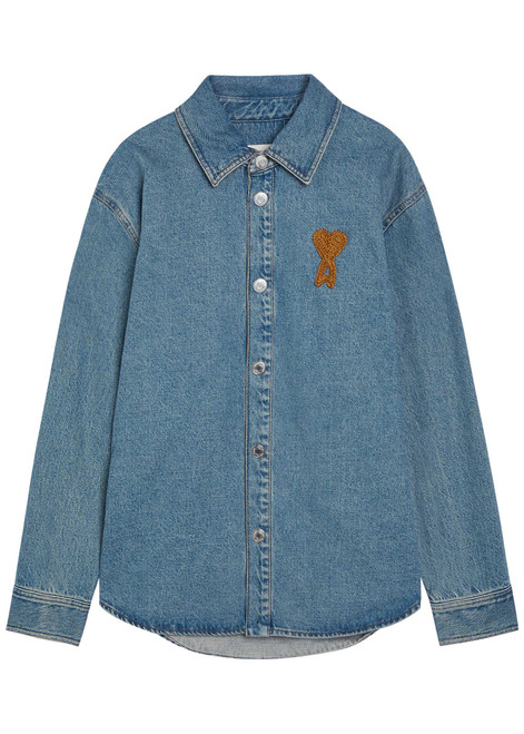 AMI PARIS-Logo-appliquéd denim overshirt