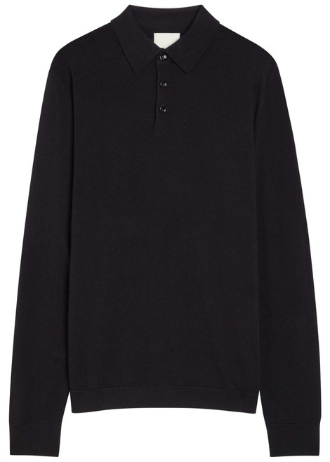 ALLUDE-ALLUDE POLO LS KNIT_66340_BLAC