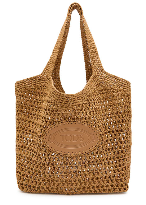 TODS-Shopping Media raffia tote bag