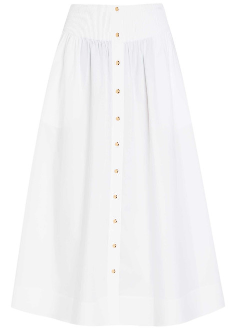 TORY BURCH-Romy stretch cotton-poplin midi skirt