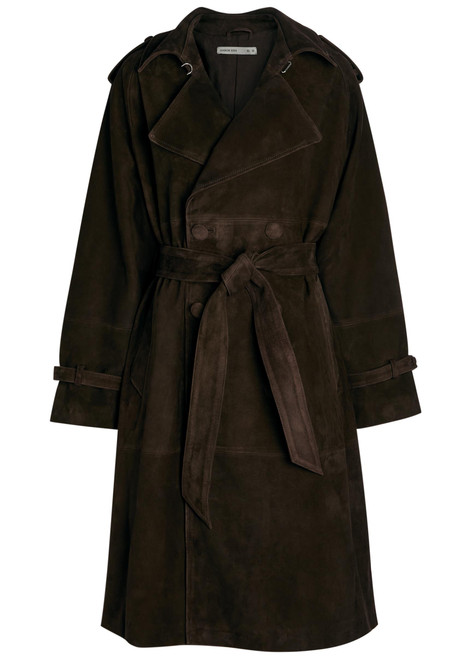 AARON ESH-Double-breasted suede trench coat