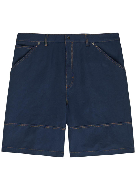MONCLER-Wide-leg cotton and linen-blend shorts