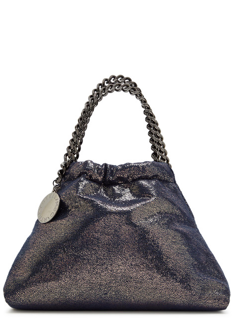 STELLA MCCARTNEY-Falabella Mini Drawstring metallic faux suede tote bag