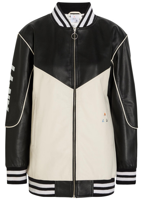 AN-Y1-Racing quilted colour-blocked leather bomber jacket