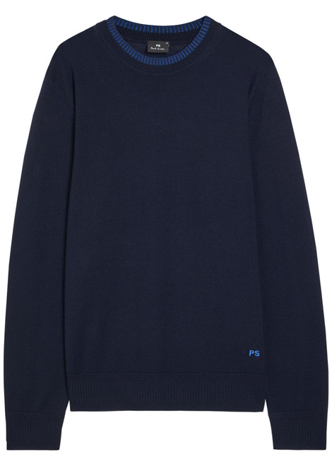PS PAUL SMITH-Logo-embroidered merino wool jumper 