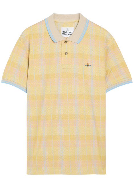 VIVIENNE WESTWOOD-Logo-embroidered herringbone cotton polo shirt