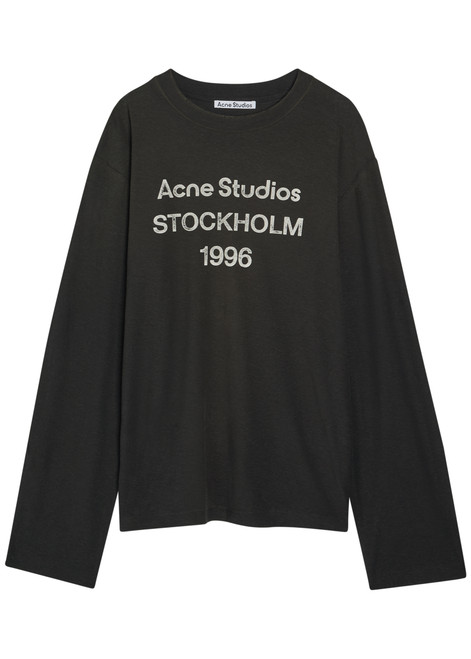 ACNE STUDIOS-Logo-print long-sleeve cotton-blend T-shirt