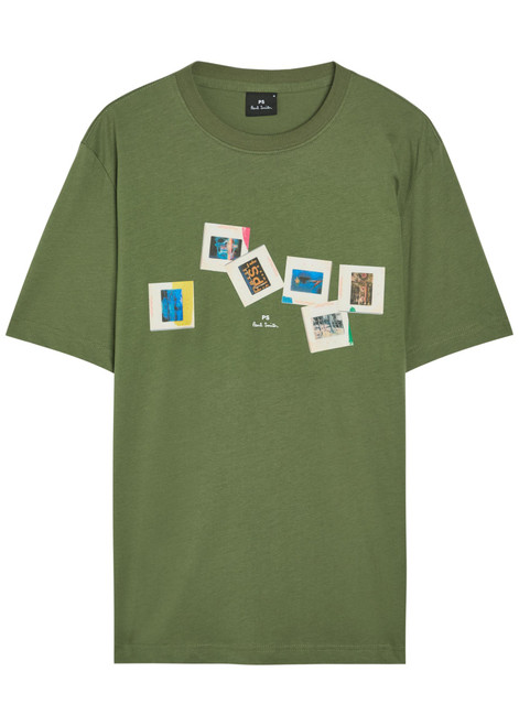 PS PAUL SMITH-Slides printed cotton T-shirt