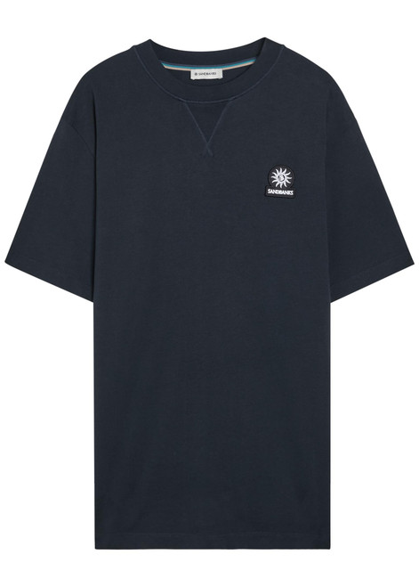 SANDBANKS-Badge appliquéd cotton T-shirt