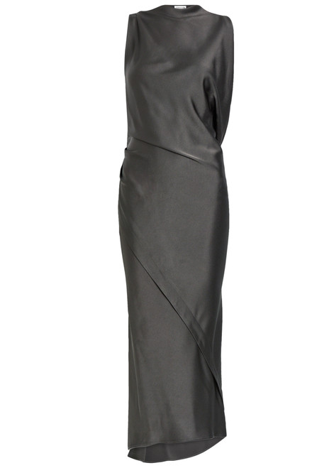 VICTORIA BECKHAM-Draped satin-crepe midi dress