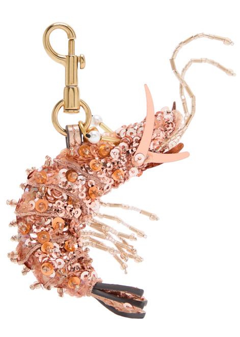 ANYA HINDMARCH-Shrimp embellished leather and satin bag charm 