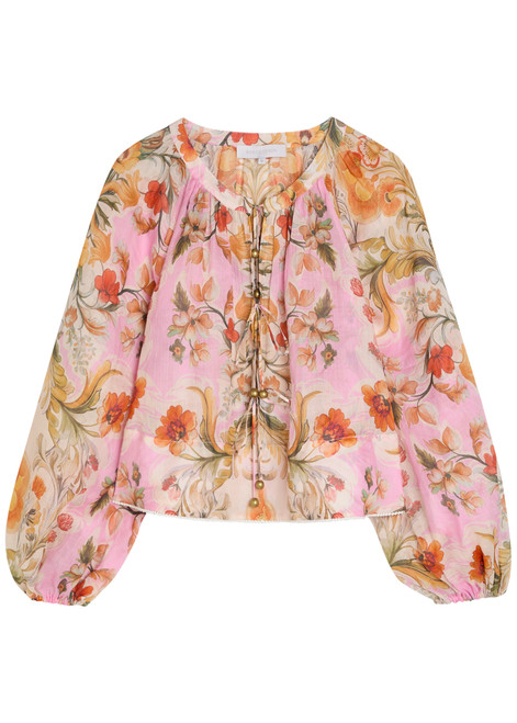 BORGO DE NOR-Henri floral-print ramie blouse 