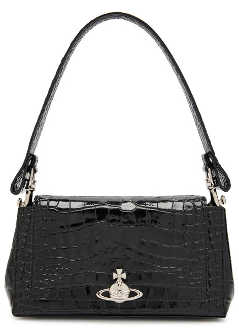 VIVIENNE WESTWOOD-Hazel medium crocodile-effect patent leather shoulder bag