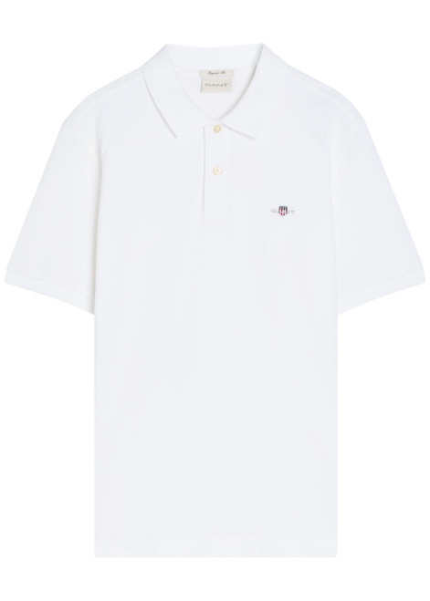 GANT-Logo-embroidered piqué cotton polo shirt