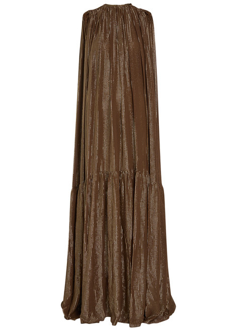 PETAR PETROV-Draped striped silk-blend chiffon gown