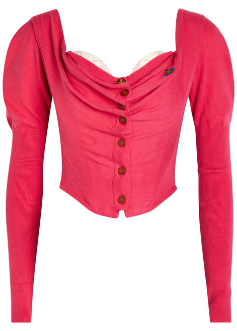 VIVIENNE WESTWOOD-Bea draped wool-blend corset cardigan