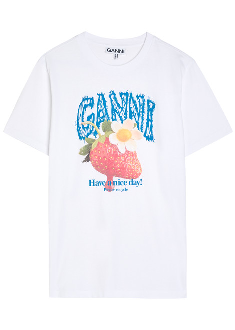 GANNI-Printed cotton T-shirt