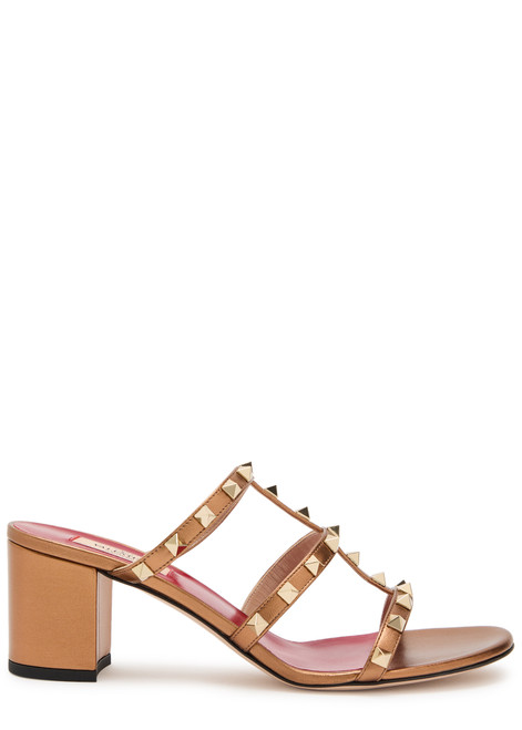 VALENTINO GARAVANI-Rockstud 60 metallic leather mules