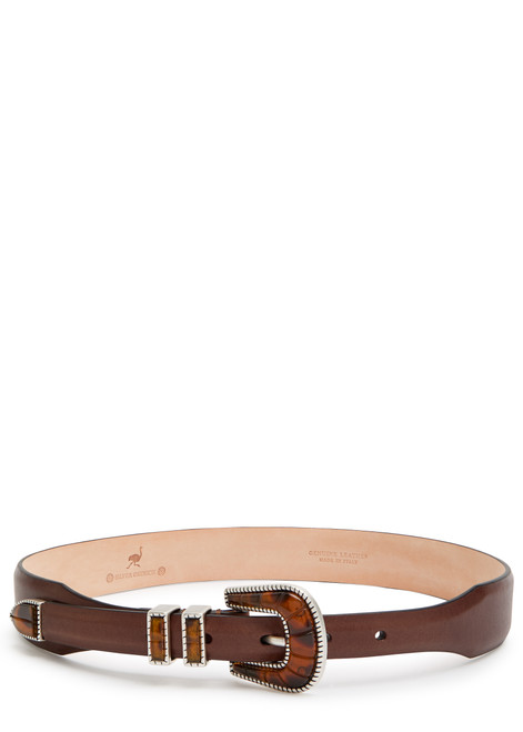 SILVER OSTRICH-Crazy leather belt