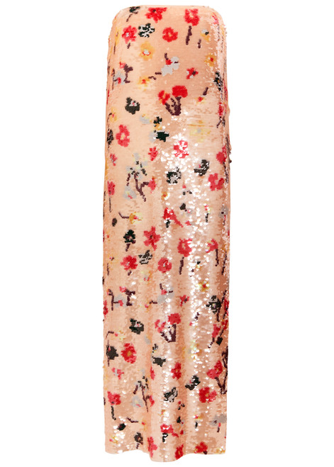 TORY BURCH-Floral strapless sequin midi dress