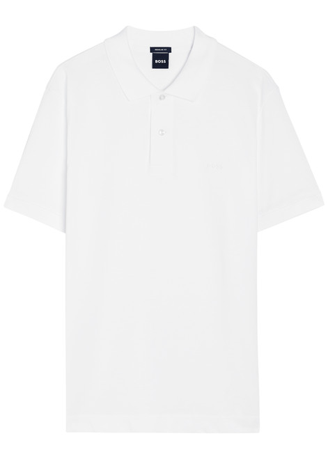 BOSS-Pallas logo-embroidered piqué cotton polo shirt