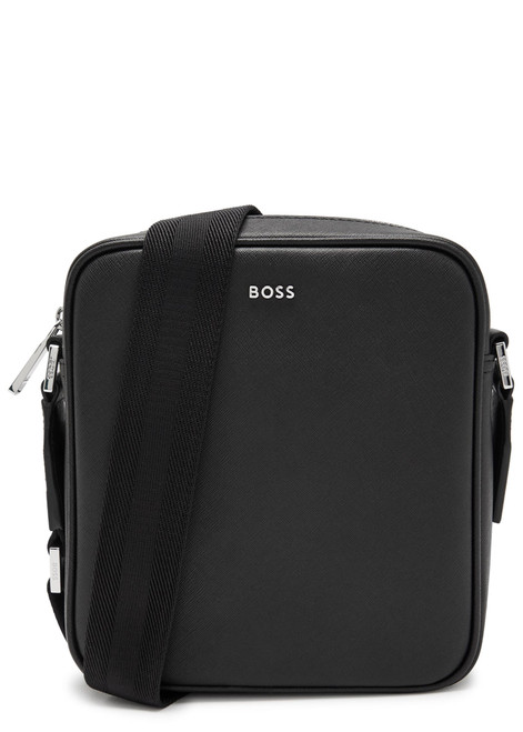 BOSS-Northon logo saffiano leather cross-body bag