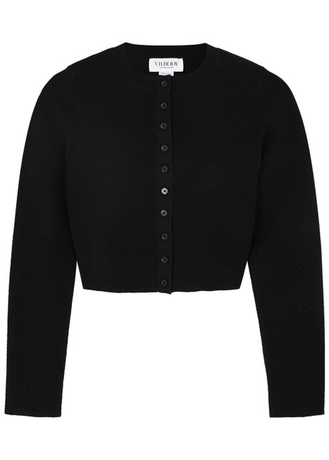 VICTORIA BECKHAM-VB Body black stretch-knit cardigan
