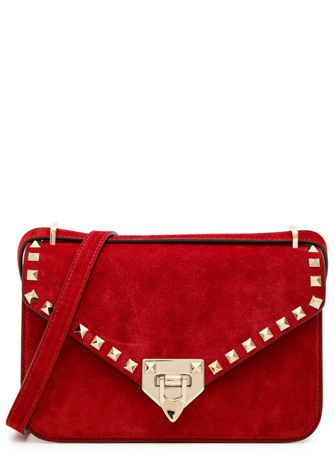 VALENTINO GARAVANI-Rockstud small suede shoulder bag