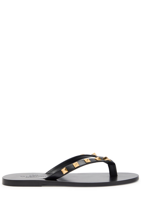 VALENTINO GARAVANI-Rockstud thong leather sandals