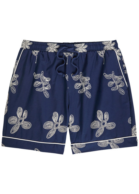 CHE-Flores floral-embroidered cotton shorts