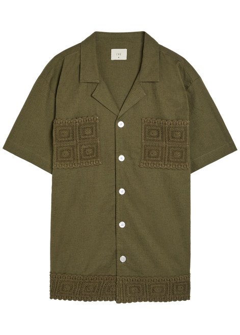 CHE-Inigo crochet-trim cotton and linen-blend shirt