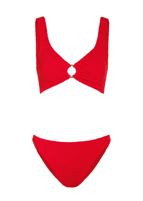 HUNZA G-Julia gold-hoop crinkle bikini